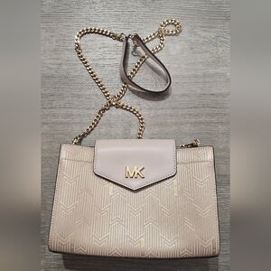 Michael Kors Gold and Cream Crossbody Bag
